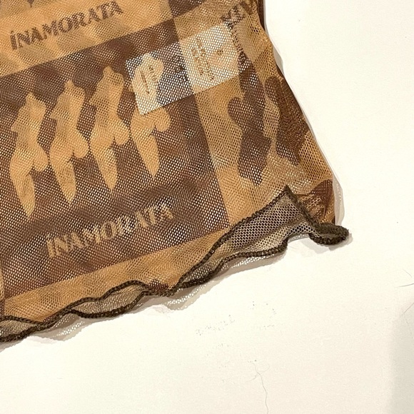 Inamorata Bambi Sheer Checkered Baby Tee - Picture 4 of 10